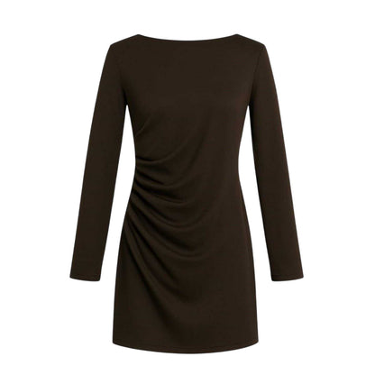 Chocolate - Front - I Saw It First Womens-Ladies Ruched Long-Sleeved Mini Dress
