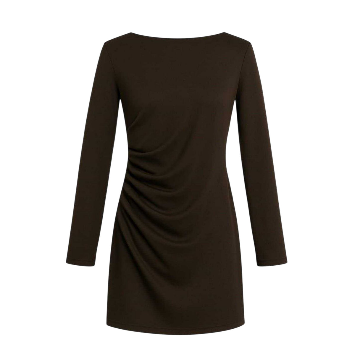 Chocolate - Front - I Saw It First Womens-Ladies Ruched Long-Sleeved Mini Dress