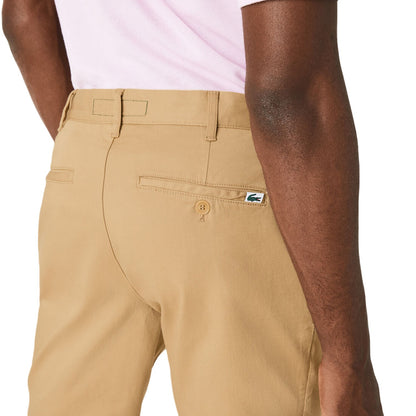 Beige - Side - Lacoste Mens Gabardine Slim Shorts
