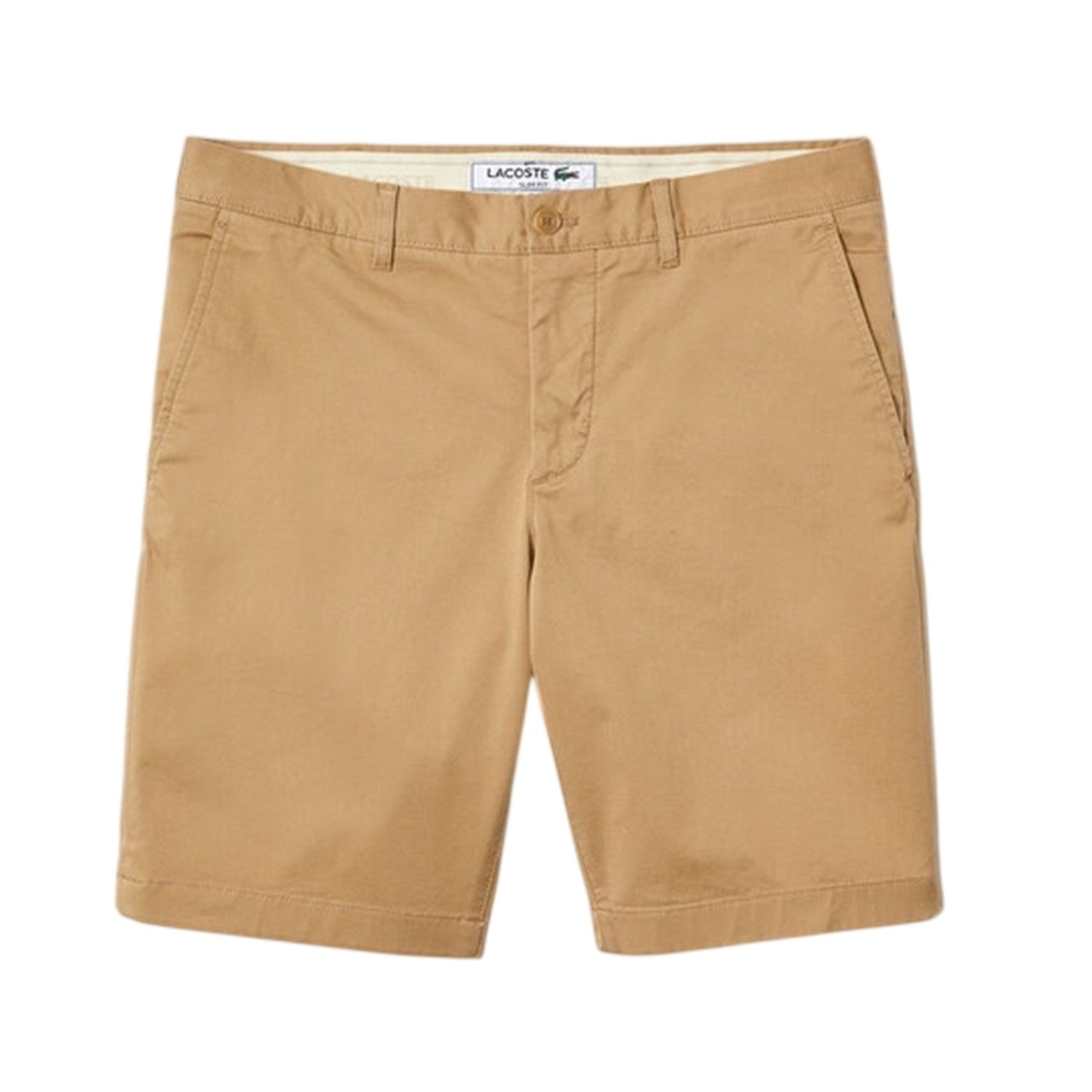 Beige - Front - Lacoste Mens Gabardine Slim Shorts
