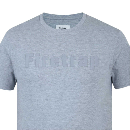 Grey Marl Marl - Side - Firetrap Mens Logo Cotton T-Shirt