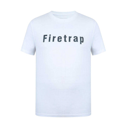 White - Front - Firetrap Mens Logo Cotton T-Shirt