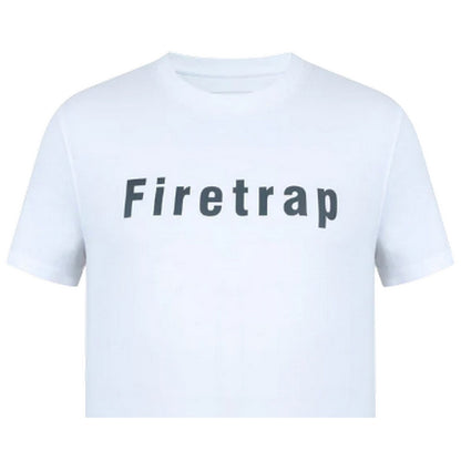 White - Side - Firetrap Mens Logo Cotton T-Shirt