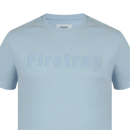 Baby Blue - Side - Firetrap Mens Logo Cotton T-Shirt