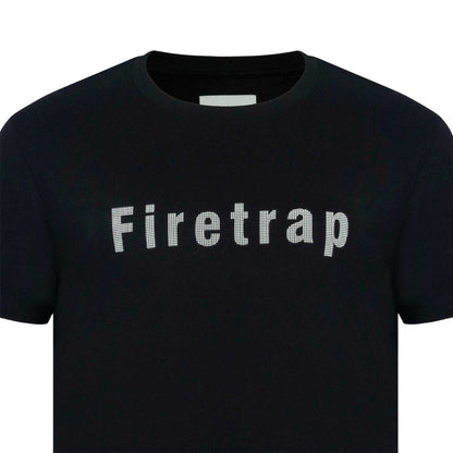 Black - Side - Firetrap Mens Logo Cotton T-Shirt
