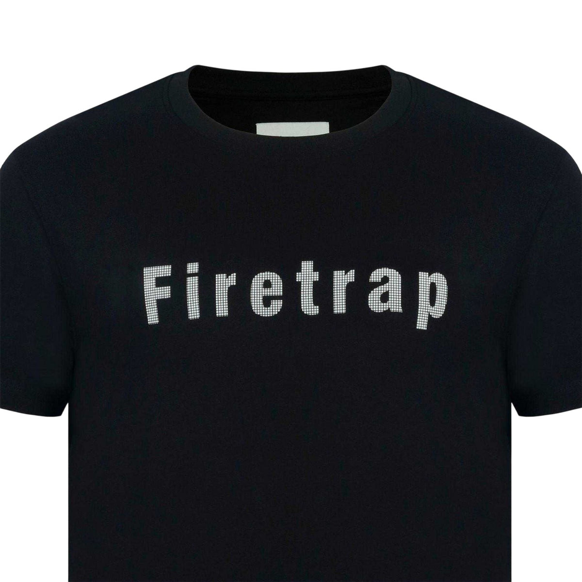 Black - Side - Firetrap Mens Logo Cotton T-Shirt