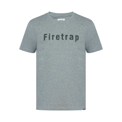 Dark Grey Marl - Front - Firetrap Mens Logo Cotton T-Shirt
