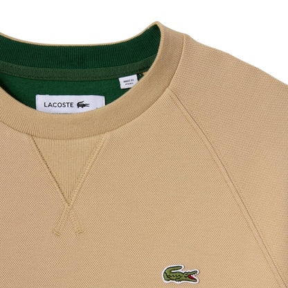 Beige - Back - Lacoste Womens-Ladies Pique Crew Neck Sweatshirt