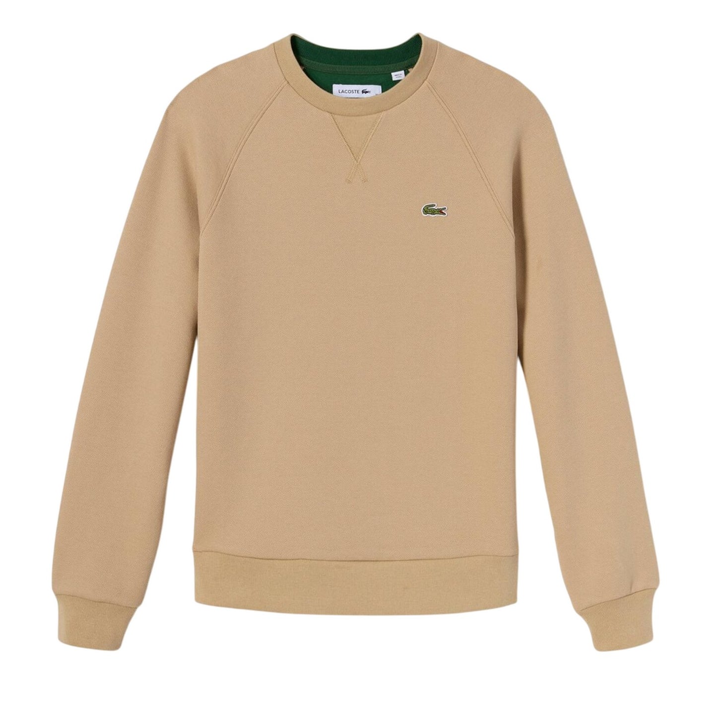 Beige - Front - Lacoste Womens-Ladies Pique Crew Neck Sweatshirt