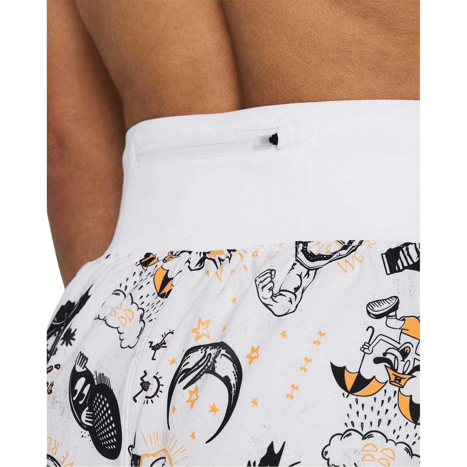White - Side - Under Armour Womens-Ladies Graphic Print Running Shorts