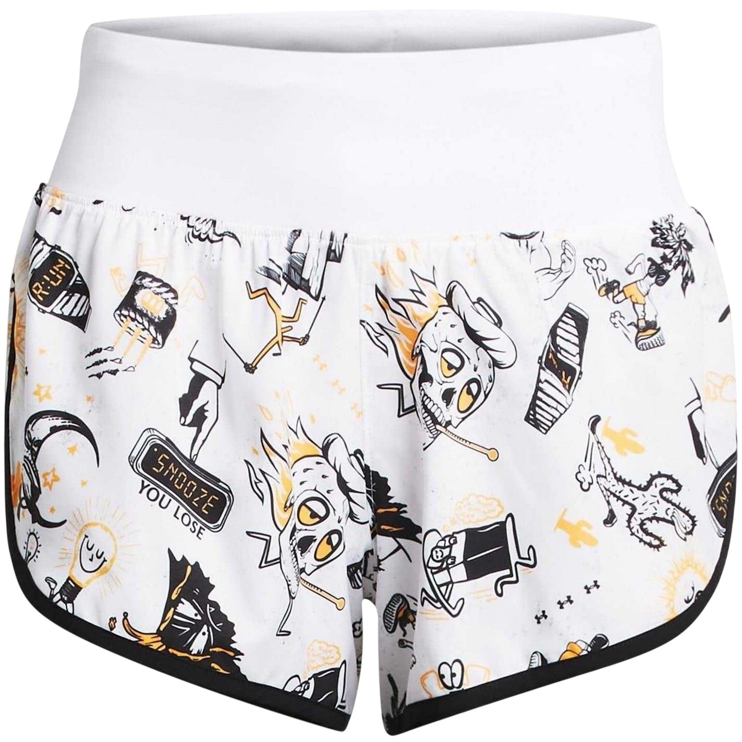 White - Front - Under Armour Womens-Ladies Graphic Print Running Shorts