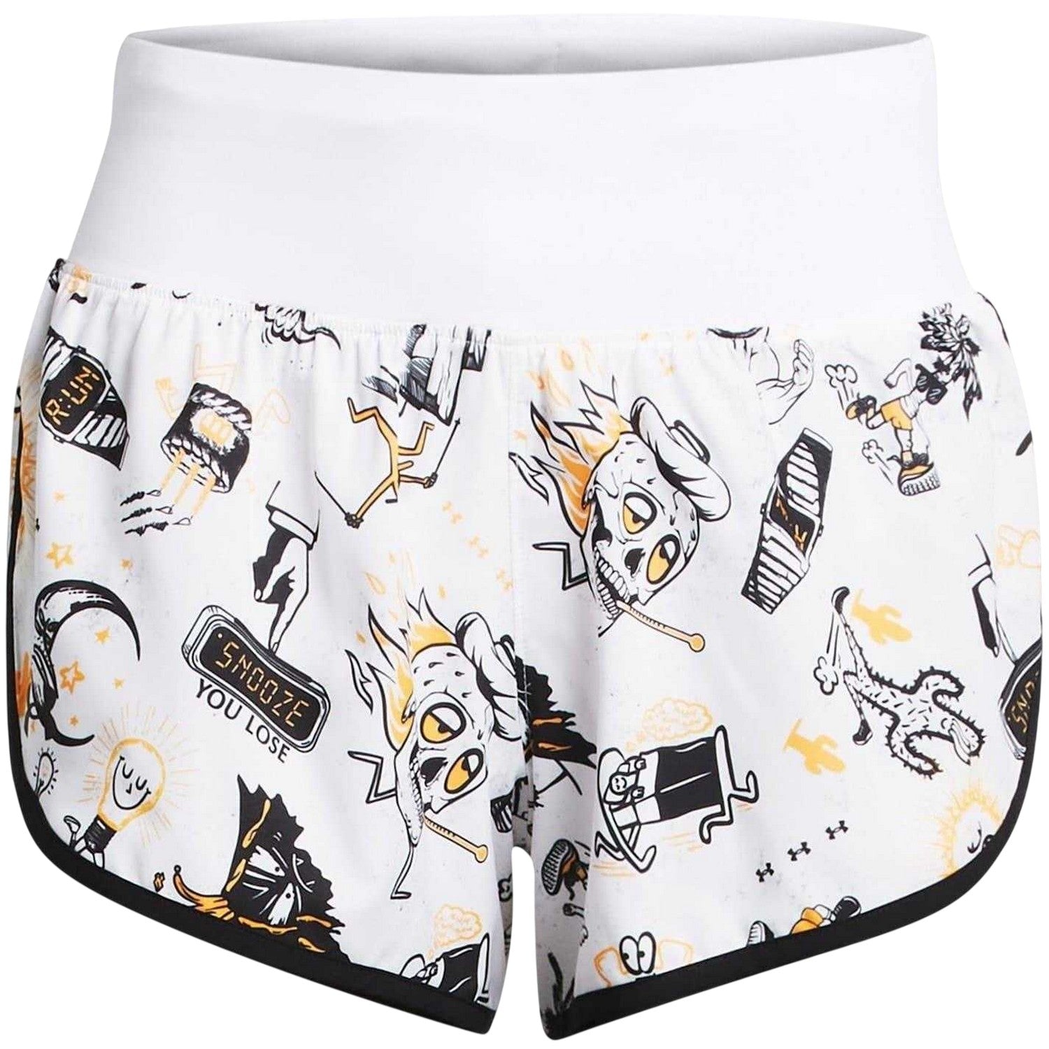 White - Front - Under Armour Womens-Ladies Graphic Print Running Shorts