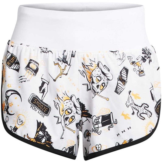 White - Front - Under Armour Womens-Ladies Graphic Print Running Shorts