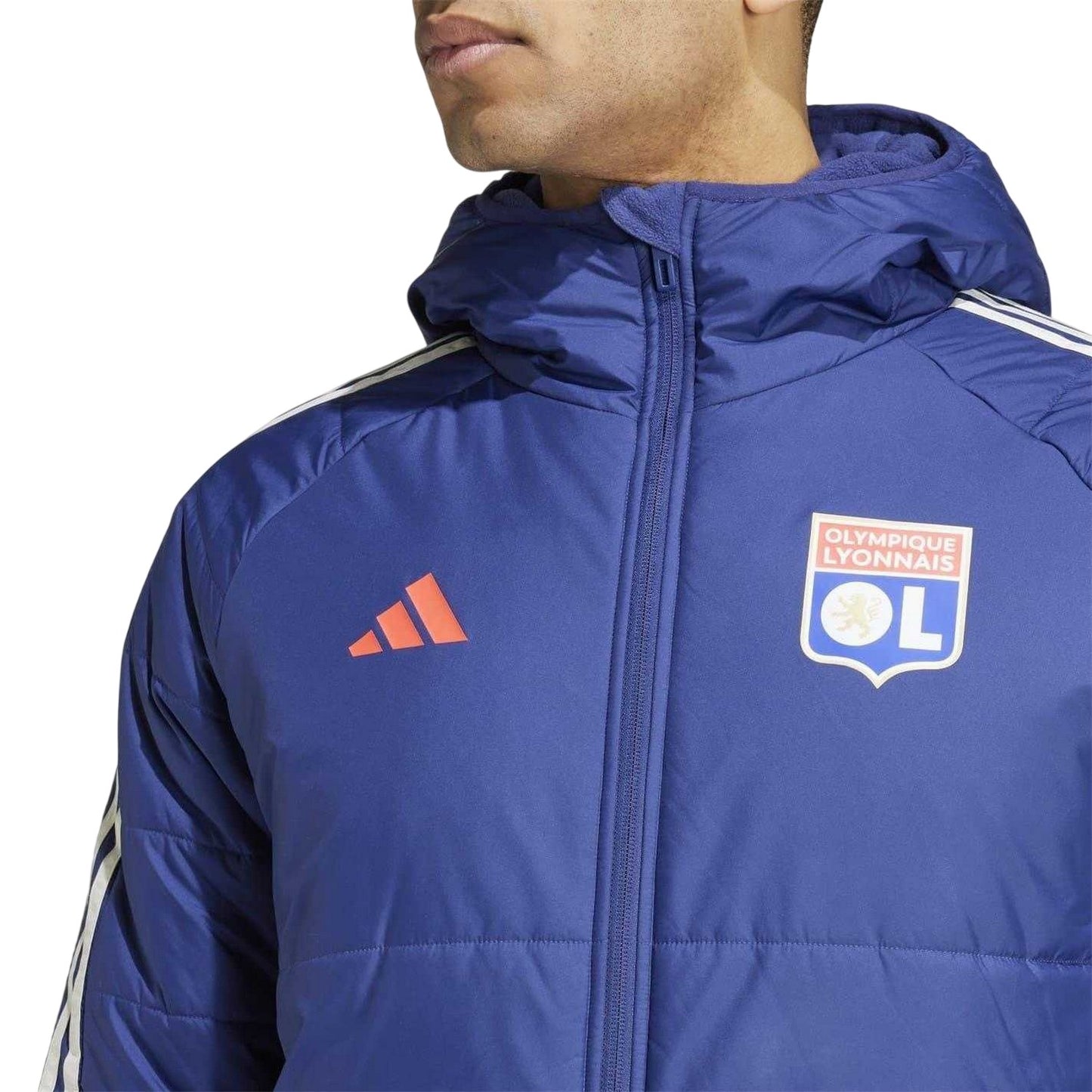Indigo - Side - Adidas Mens Olympique Lyonnais Full Zip Snug Fit Jacket
