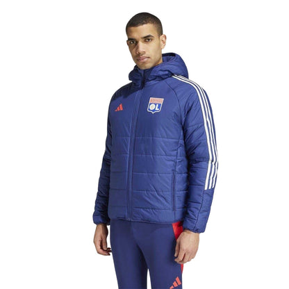 Indigo - Pack Shot - Adidas Mens Olympique Lyonnais Full Zip Snug Fit Jacket