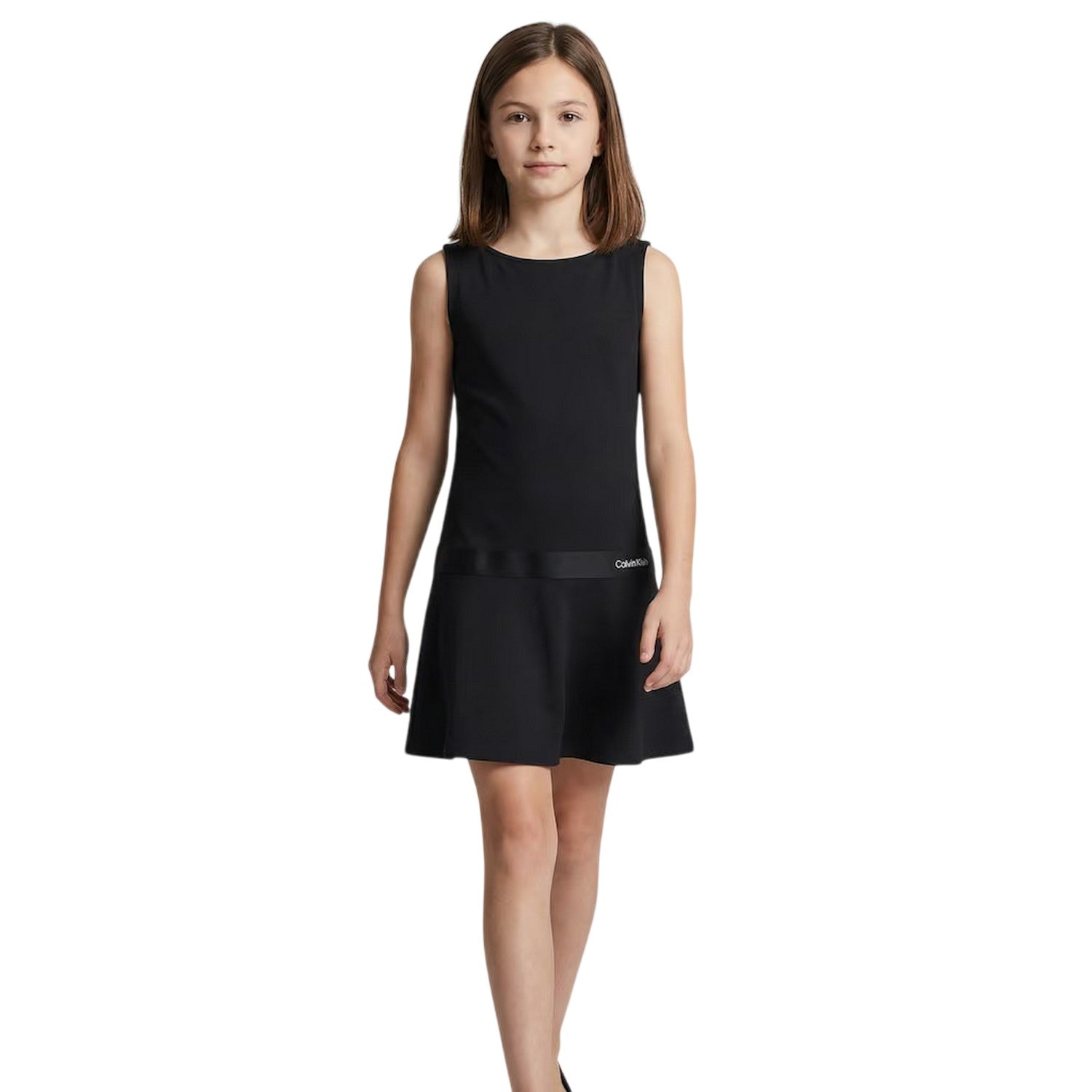 Black - Side - Calvin Klein Girls Punto Sleeveless Skater Dress