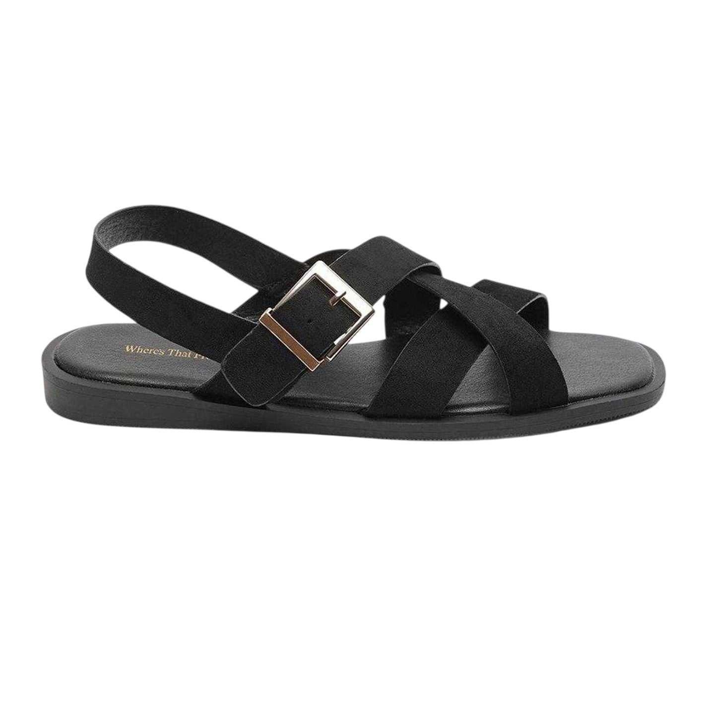 Black - Front - Where´s That From Womens-Ladies Suede Criss Cross Strap Sandals