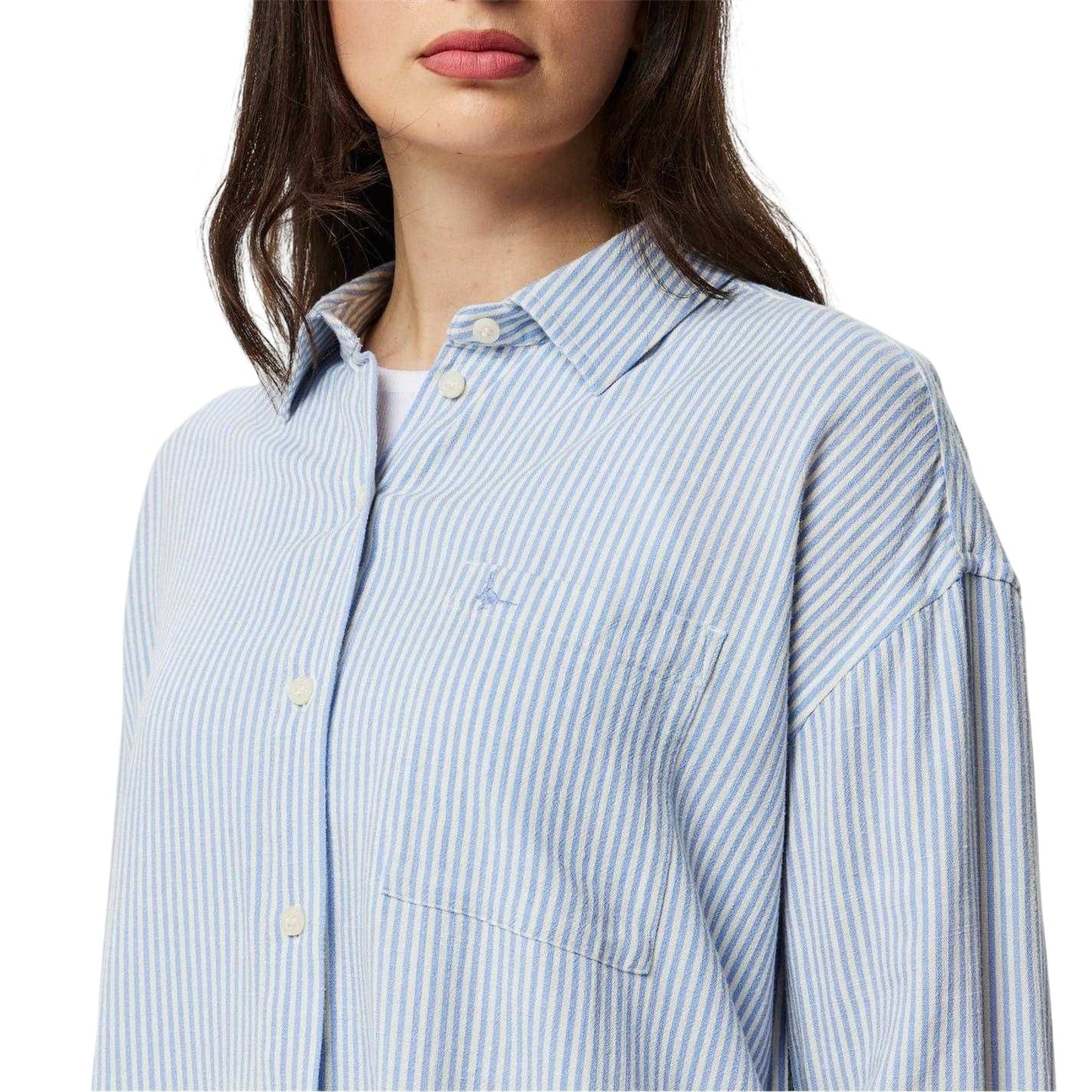 Blue - Side - Jack Wills Womens-Ladies Striped Linen Oversized Shirt