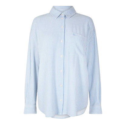 Blue - Front - Jack Wills Womens-Ladies Striped Linen Oversized Shirt