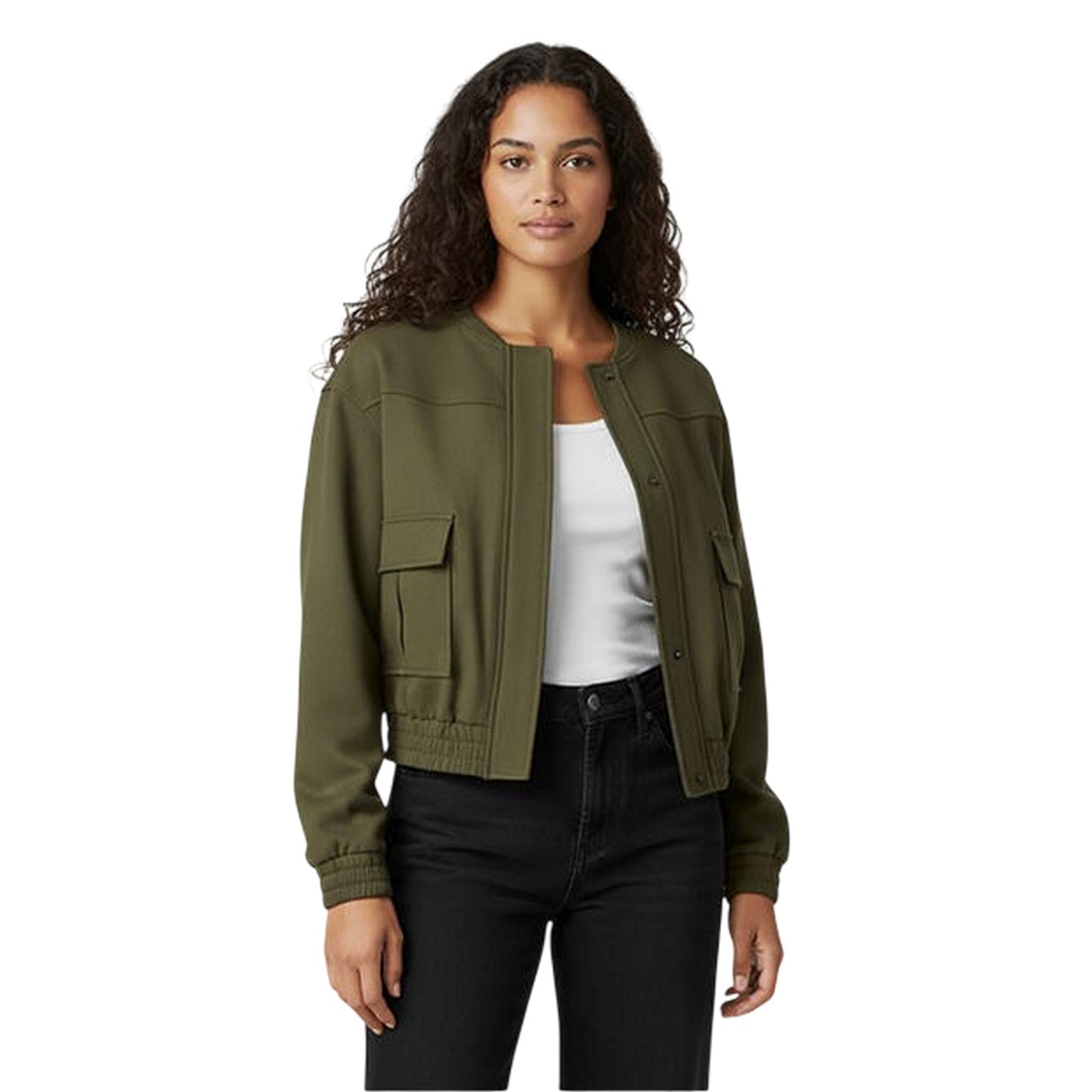 Dark Khaki - Side - Jack Wills Womens-Ladies Relaxed Fit Bomber Jacket