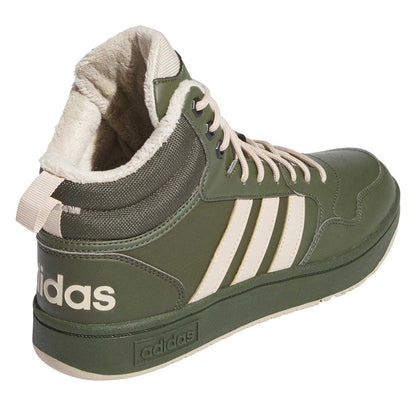 Green - Back - Adidas Boys Hoops 3.0 Mid Winterized Basketball Shoes