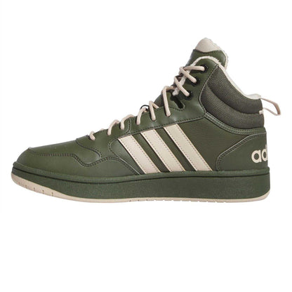 Green - Side - Adidas Boys Hoops 3.0 Mid Winterized Basketball Shoes