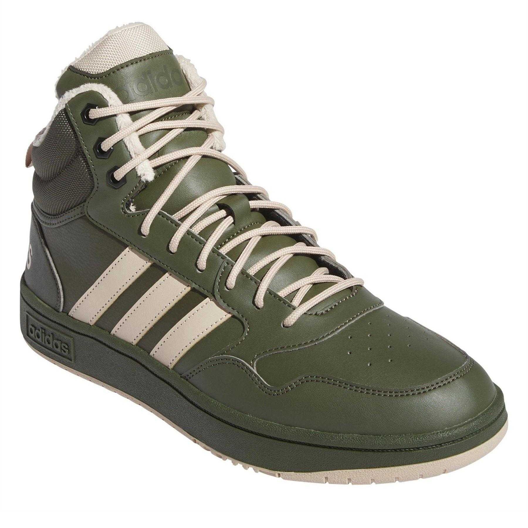 Green - Pack Shot - Adidas Boys Hoops 3.0 Mid Winterized Basketball Shoes