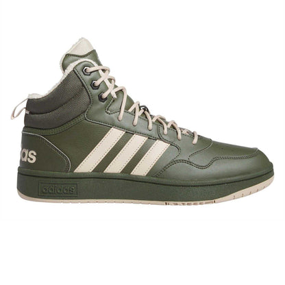 Green - Front - Adidas Boys Hoops 3.0 Mid Winterized Basketball Shoes