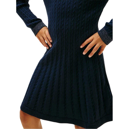 Dark Navy - Lifestyle - Tommy Hilfiger Girls Cable Knit Long-Sleeved Sweater Dress