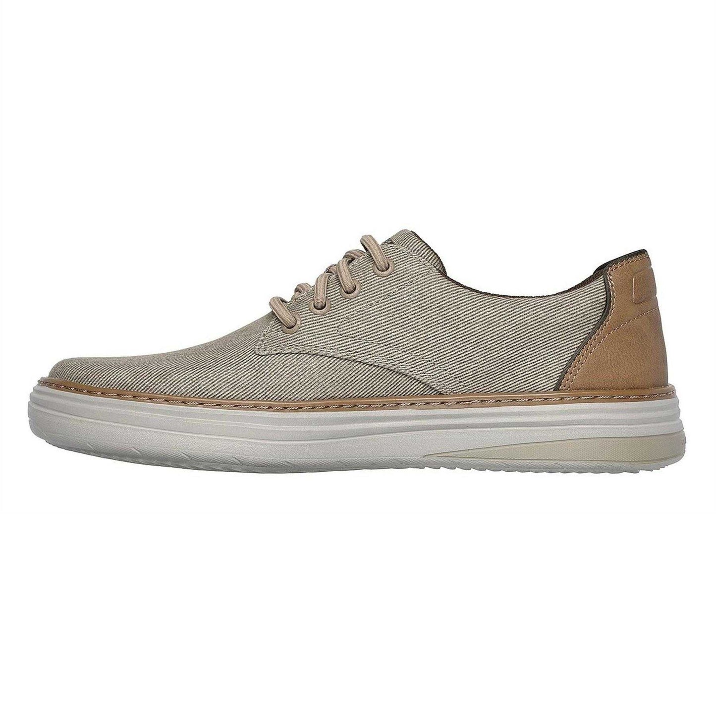Khaki - Side - Skechers Mens Hyland Striped Canvas Trainers