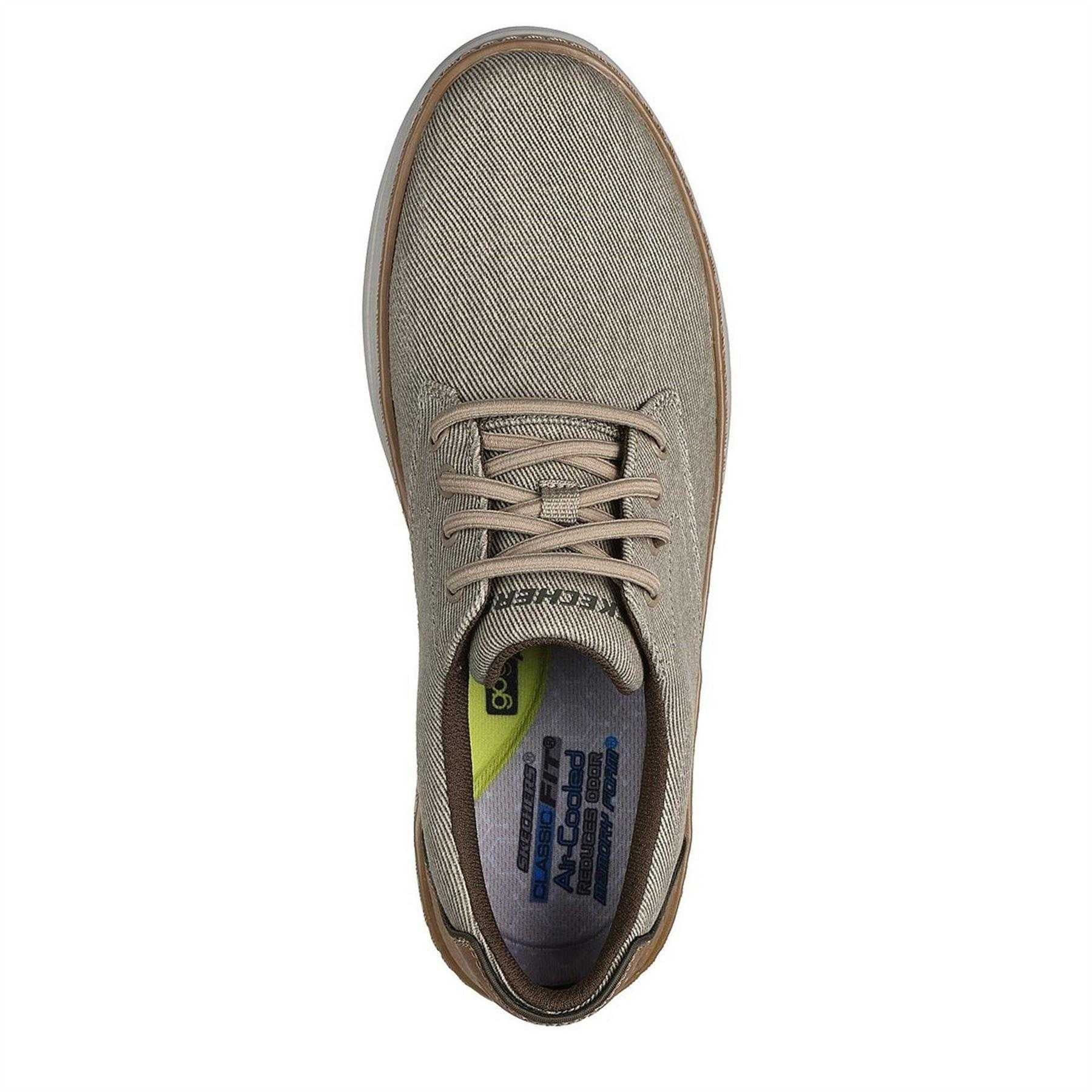 Khaki - Lifestyle - Skechers Mens Hyland Striped Canvas Trainers