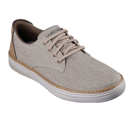 Khaki - Pack Shot - Skechers Mens Hyland Striped Canvas Trainers