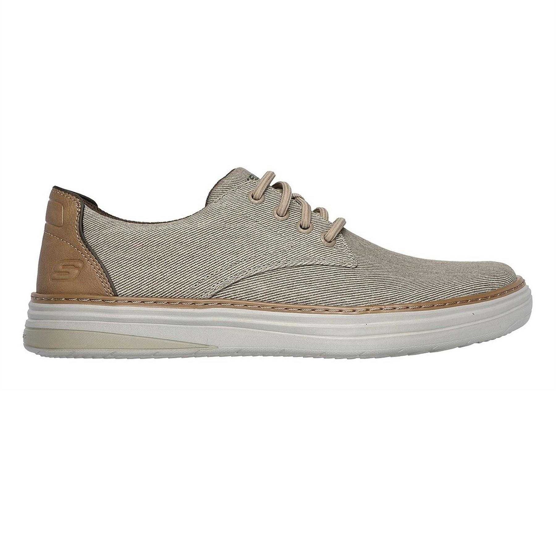 Khaki - Front - Skechers Mens Hyland Striped Canvas Trainers