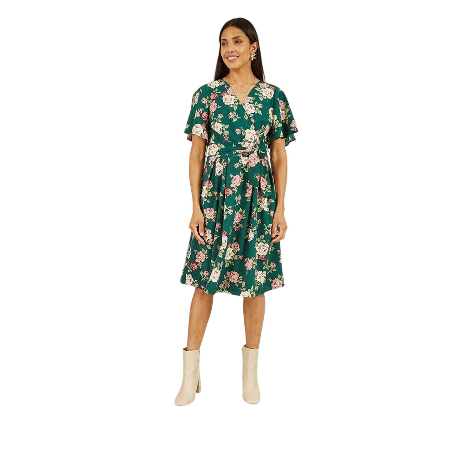 Green - Lifestyle - Mela London Womens-Ladies Floral V Neck Wrap Dress