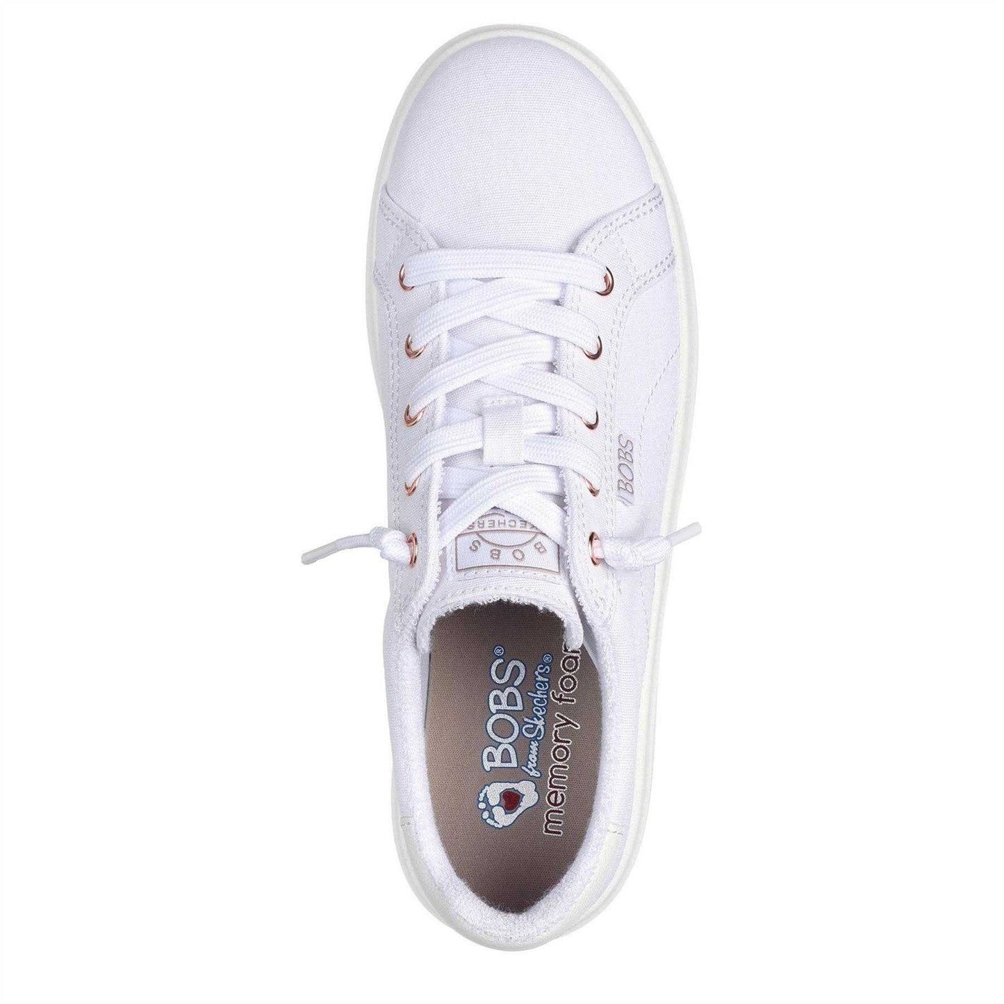 White - Side - Skechers Womens-Ladies Bobs D´vine Low Trainers