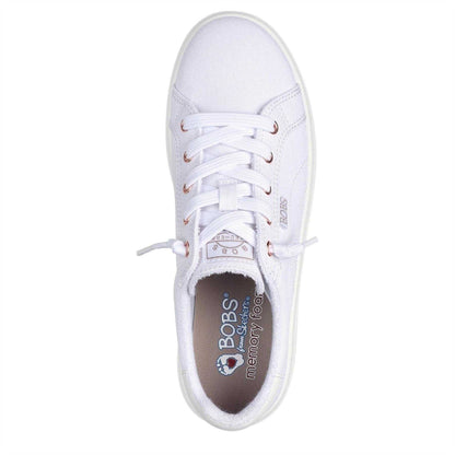 White - Side - Skechers Womens-Ladies Bobs D´vine Low Trainers