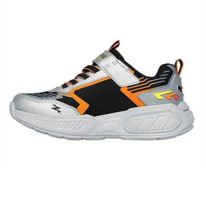 Silver-Black - Side - Skechers Childrens-Kids Storm 3 Lightning Bolt Light Up Trainers