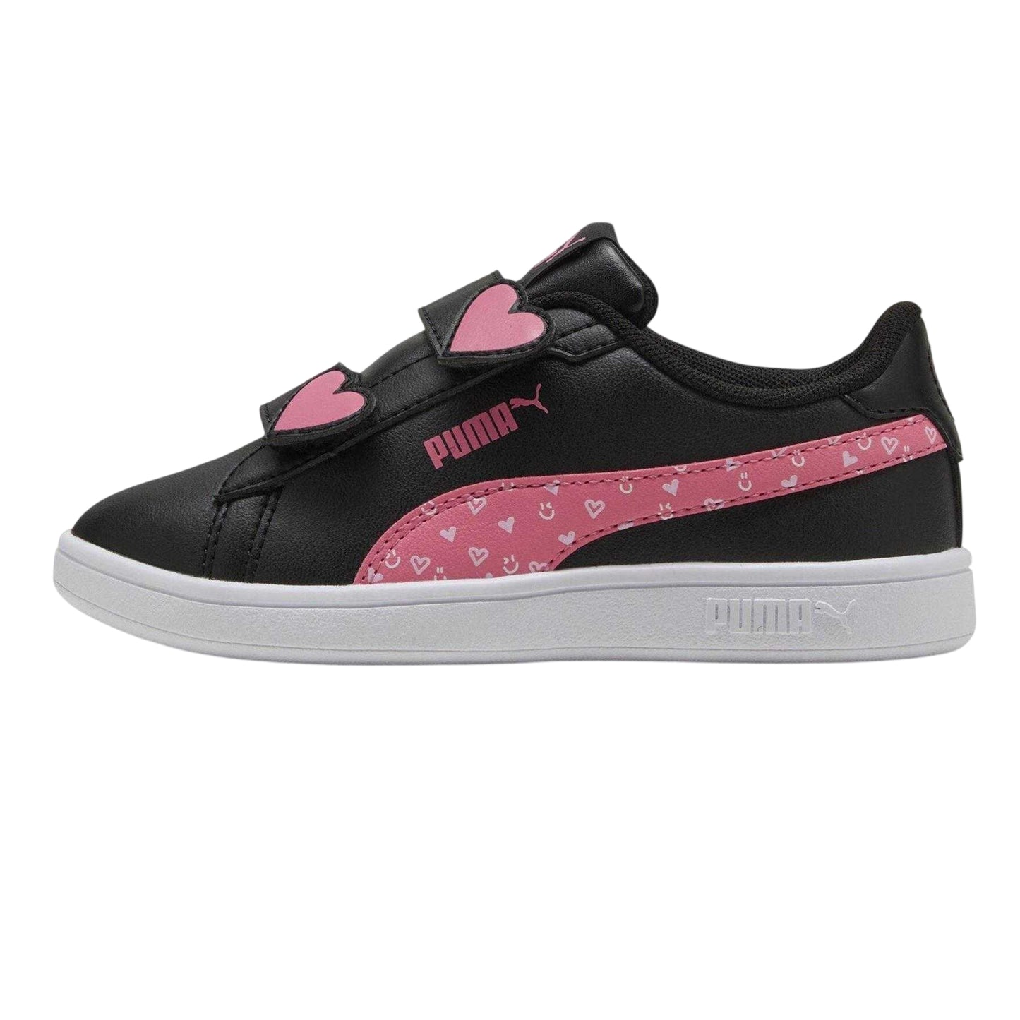 Black-Pink - Side - Puma Childrens-Kids Smash 3.0 Synthetic Trainers