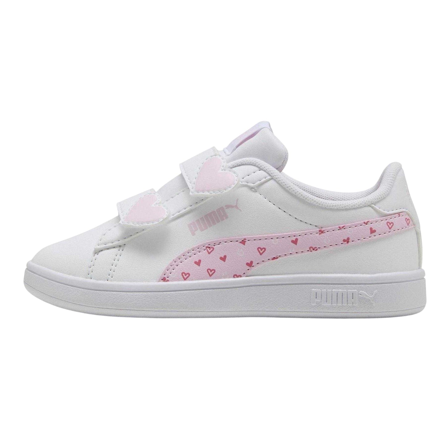 White-Pink - Side - Puma Childrens-Kids Smash 3.0 Synthetic Trainers