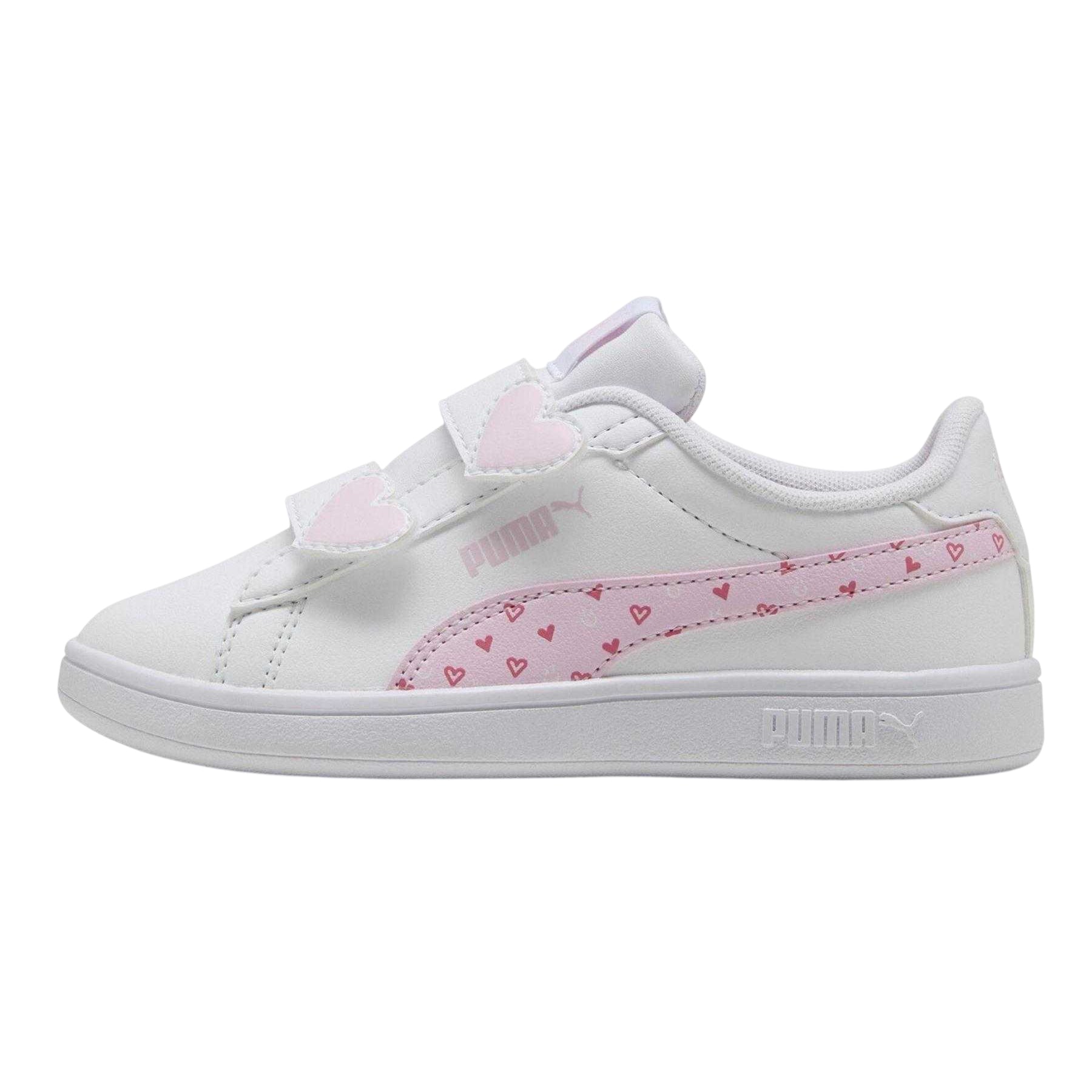 White-Pink - Side - Puma Childrens-Kids Smash 3.0 Synthetic Trainers