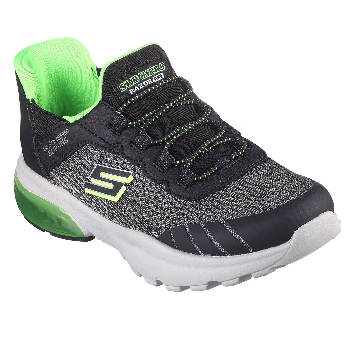 Charcoal-Black - Pack Shot - Skechers Childrens-Kids Razor Air - Hyper-Brisk Slip-In Trainers