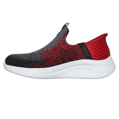Charcoal-Red - Back - Skechers Childrens-Kids Ultra Flex 3.0 Slip-In Trainers