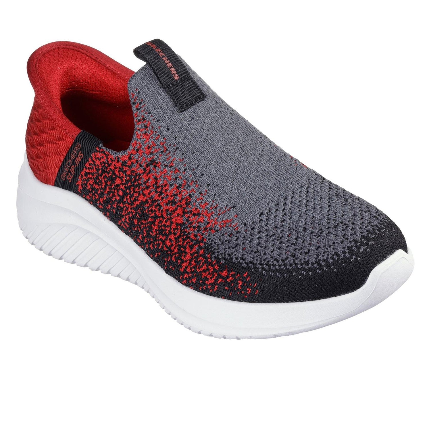 Charcoal-Red - Lifestyle - Skechers Childrens-Kids Ultra Flex 3.0 Slip-In Trainers