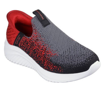 Charcoal-Red - Lifestyle - Skechers Childrens-Kids Ultra Flex 3.0 Slip-In Trainers