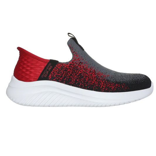 Charcoal-Red - Front - Skechers Childrens-Kids Ultra Flex 3.0 Slip-In Trainers