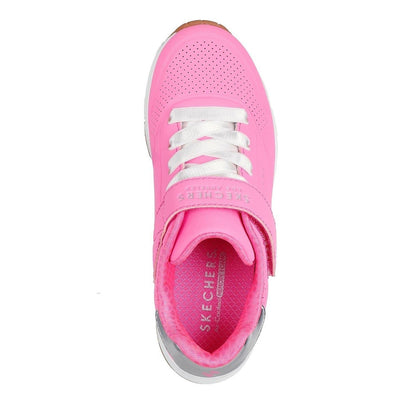 Hot Pink-Silver - Side - Skechers Childrens-Kids GORE-TEX Low Cut Trainers