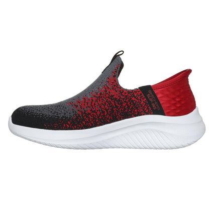 Charcoal-Red - Back - Skechers Childrens-Kids Ultra Flex 3.0 Knitted Slip-In Trainers