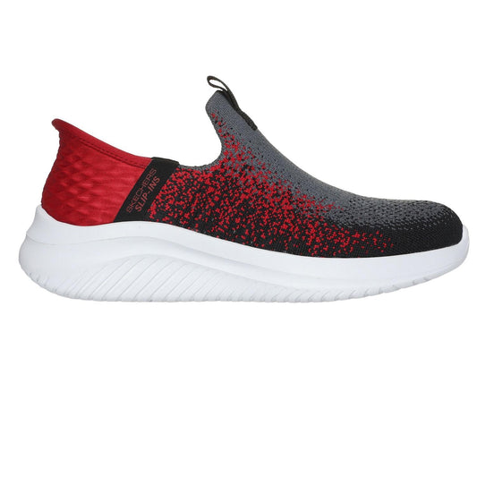Charcoal-Red - Front - Skechers Childrens-Kids Ultra Flex 3.0 Knitted Slip-In Trainers