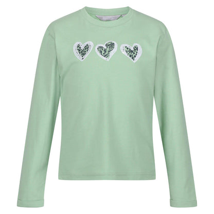 Green - Front - Regatta Childrens-Kids Wenbie III Heart Long-Sleeved T-Shirt