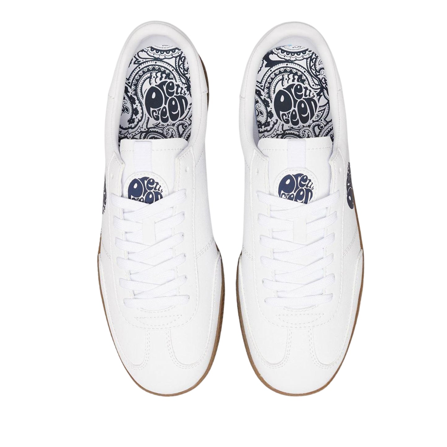 White - Side - Pretty Green Mens Ramblas Paisley Leather Trainers